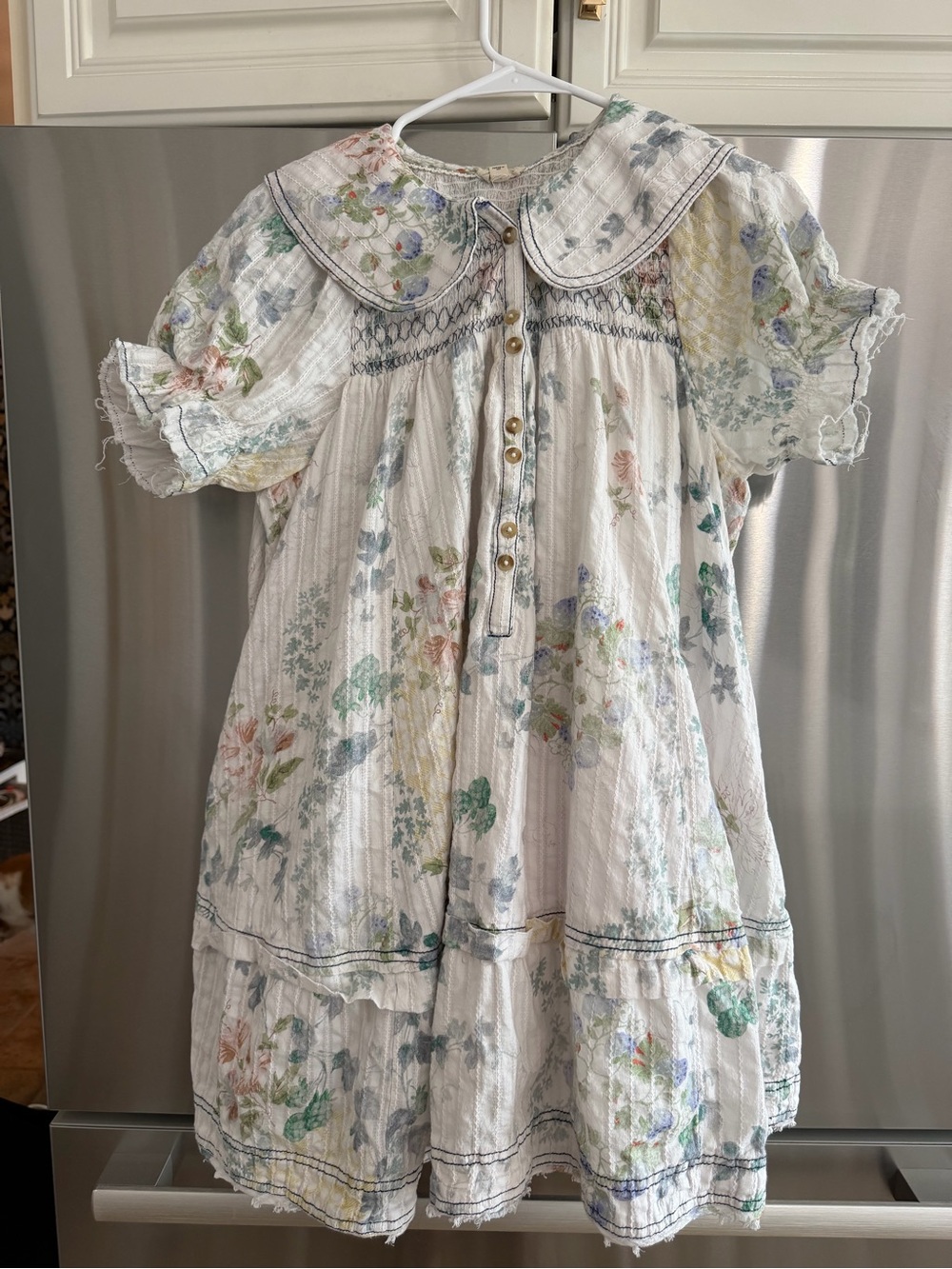 Pilcro Floral Midi Dress in White with Pastel Floral Print